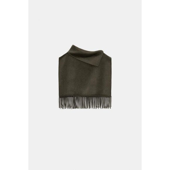ZARA SHORT WOOL FRINGED CAPE - Picture 4 of 6